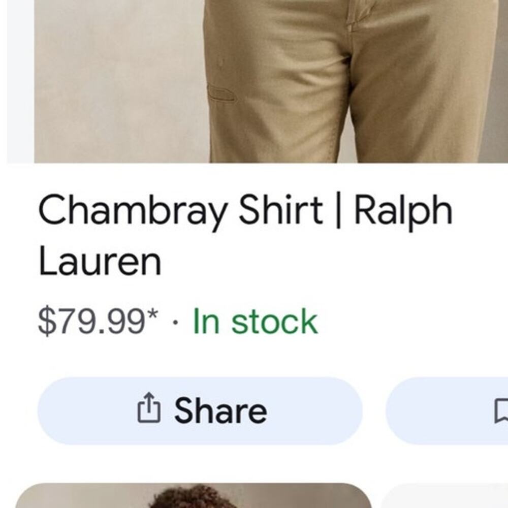 Men's RALPH LAUREN Blue Chambray Button Down Short Sleeve Shirt ~ Size LARGE